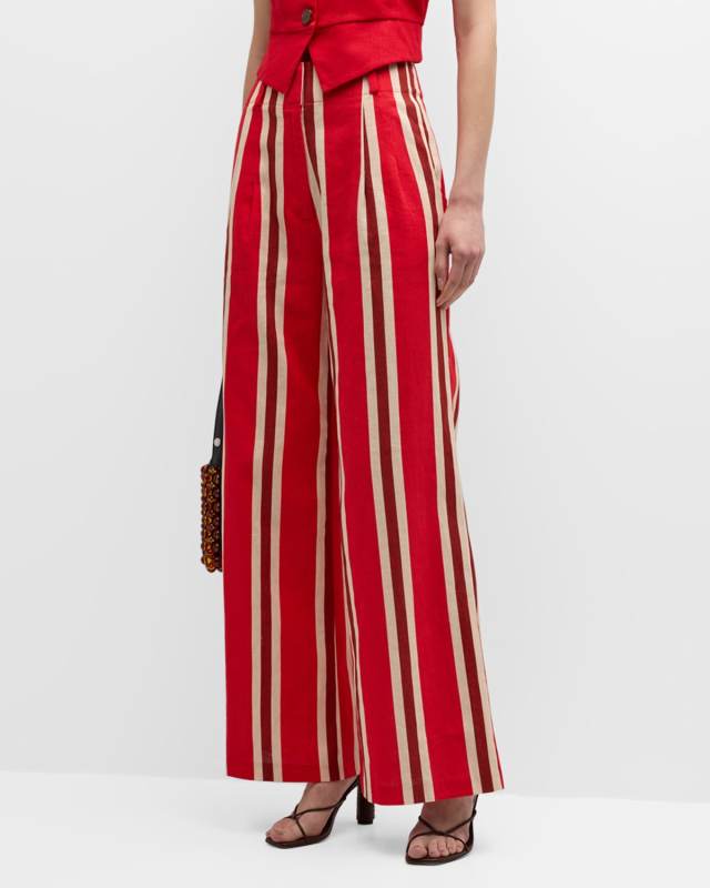 Bloo High-Waist Wide-Leg Linen Pants